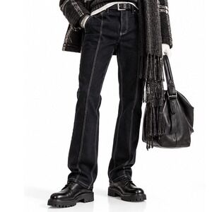 SÉFR Sefr Men's Bonanza Black Contrast Stitch Moleskin Trousers Jeans | 32x28